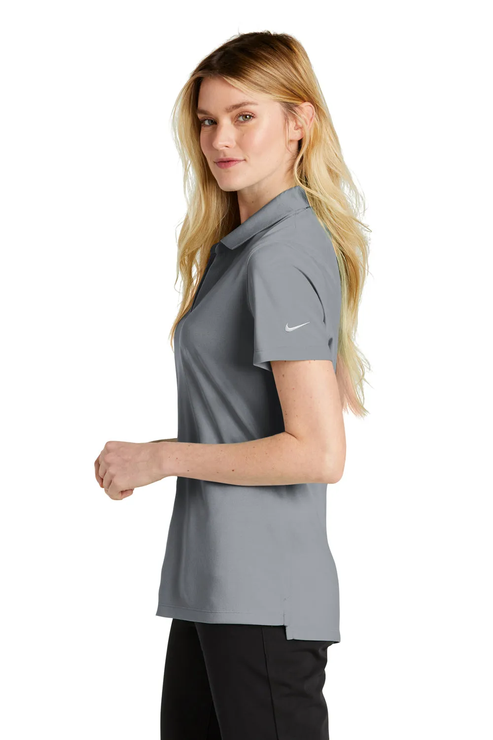 Nike Womens Dri-Fit Moisture Wicking Micro Pique 2.0 Short Sleeve Polo Shirt - Cool Grey