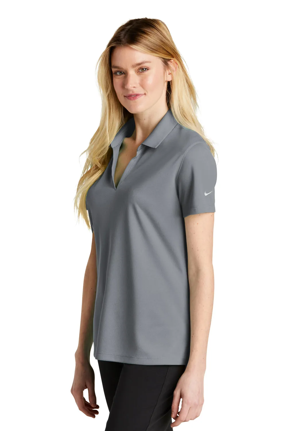 Nike Womens Dri-Fit Moisture Wicking Micro Pique 2.0 Short Sleeve Polo Shirt - Cool Grey