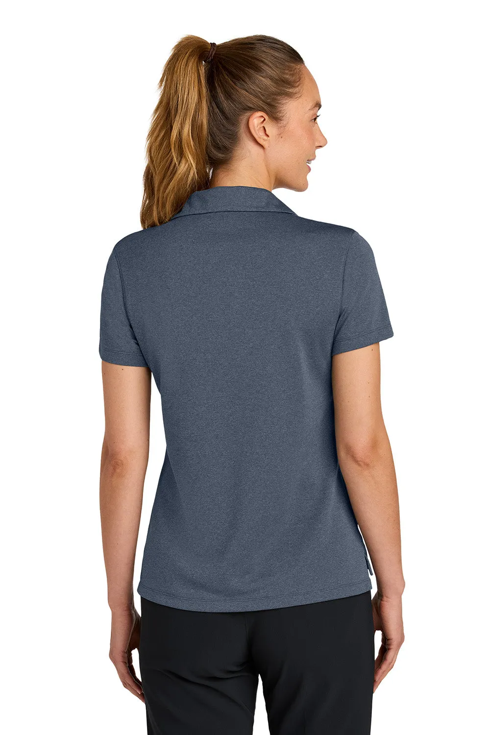 Nike Womens Dri-Fit Moisture Wicking Smooth Heather Short Sleeve Polo Shirt - Heather Navy Blue