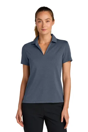 Nike Womens Dri-Fit Moisture Wicking Smooth Heather Short Sleeve Polo Shirt - Heather Navy Blue
