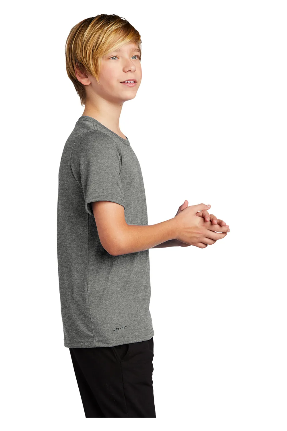 Nike Youth Team rLegend Dri-Fit Moisture Wicking Short Sleeve Crewneck T-Shirt - Heather Carbon Grey