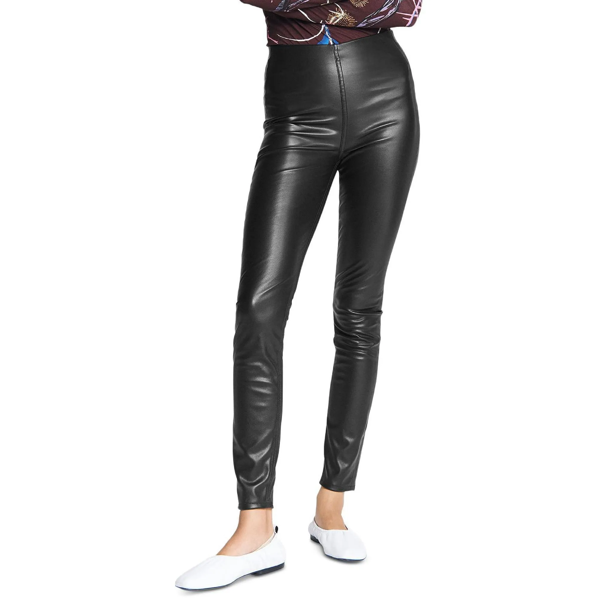 Nina Womens Faux Leather Pull On Skinny Pants