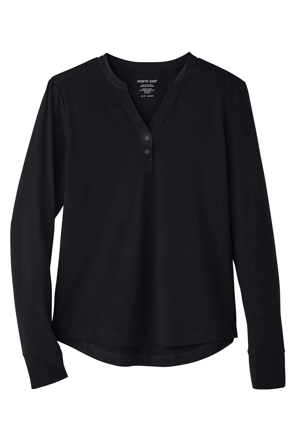 North End Womens Jaq Performance Moisture Wicking Long Sleeve Polo Shirt - Black