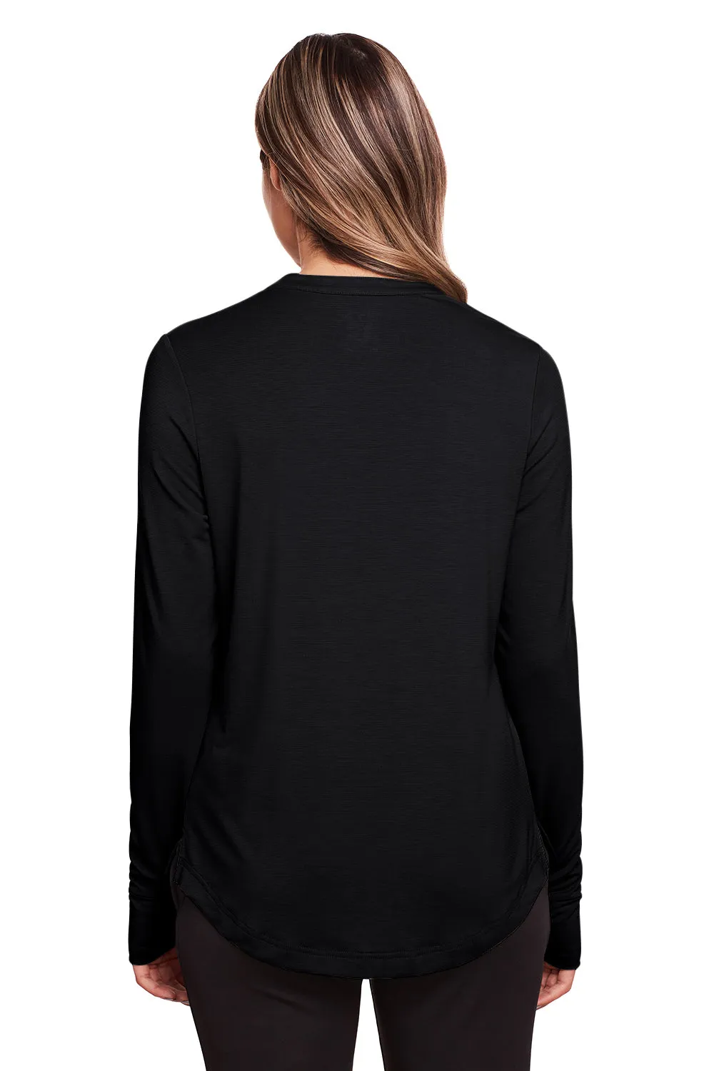 North End Womens Jaq Performance Moisture Wicking Long Sleeve Polo Shirt - Black
