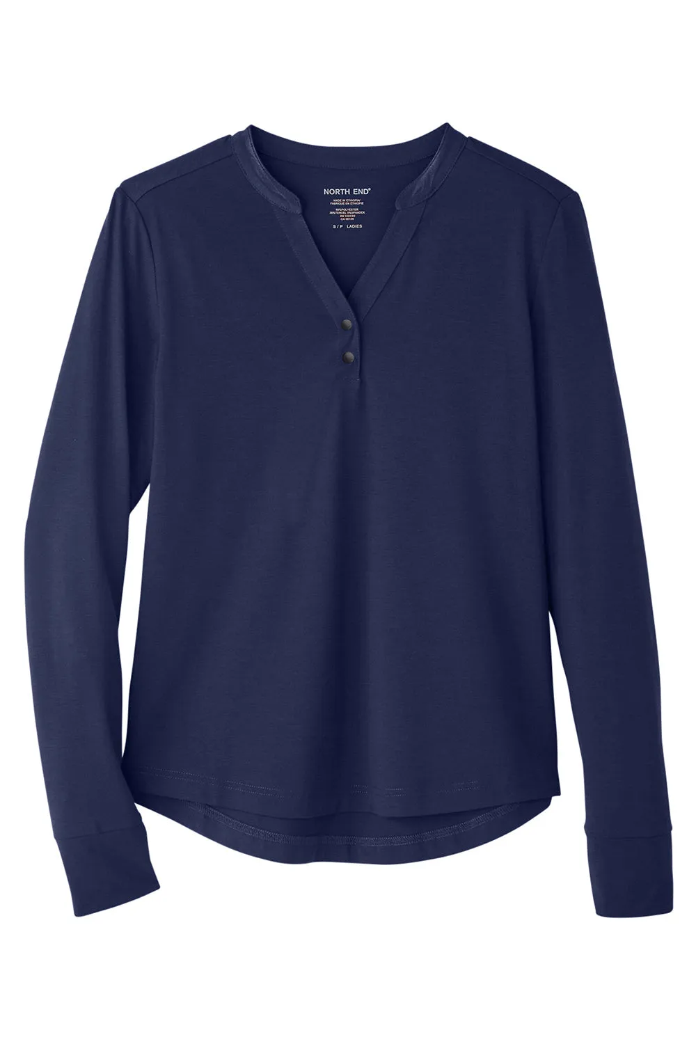 North End Womens Jaq Performance Moisture Wicking Long Sleeve Polo Shirt - Classic Navy Blue