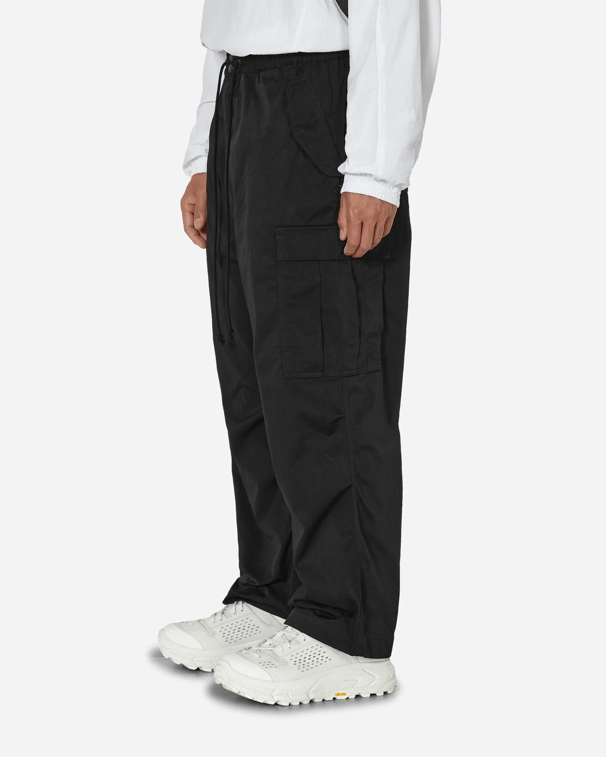 Nylon Drawstring Cargo Pants Black