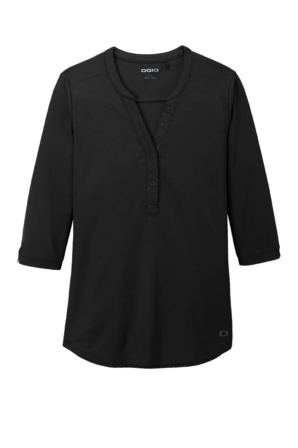 Ogio Womens Jewel Moisture Wicking 3/4 Sleeve Polo Shirt - Blacktop