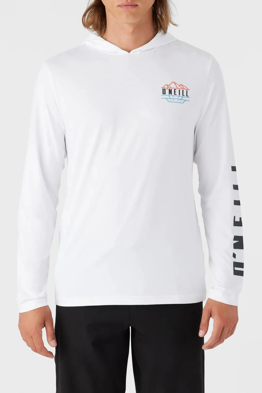 O'Neill Trvlr Staple UPF 50  Men's Hooded Rashguard Tee - White