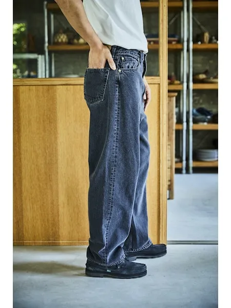 orSlow 100 SUPER DAD'S FIT DENIM PANTS - Black Denim Stone