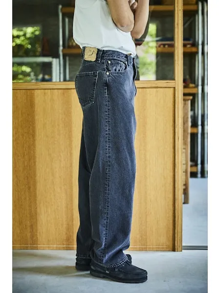 orSlow 100 SUPER DAD'S FIT DENIM PANTS - Black Denim Stone