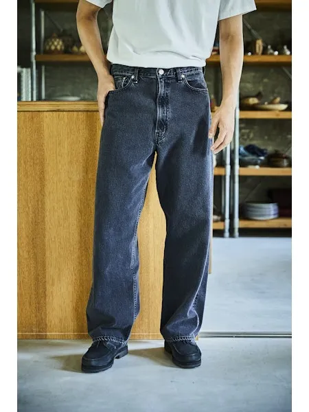 orSlow 100 SUPER DAD'S FIT DENIM PANTS - Black Denim Stone