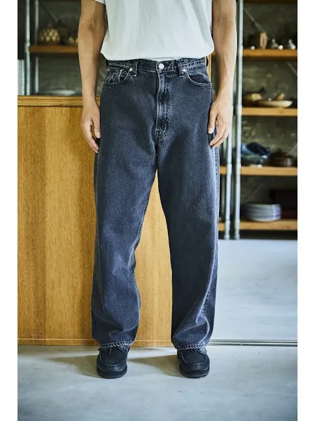 orSlow 100 SUPER DAD'S FIT DENIM PANTS - Black Denim Stone