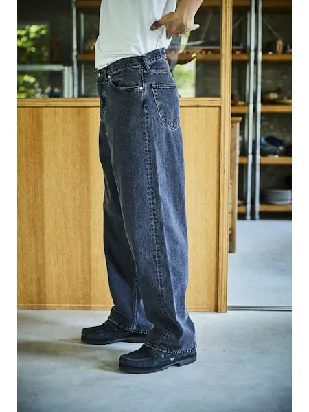 orSlow 100 SUPER DAD'S FIT DENIM PANTS - Black Denim Stone
