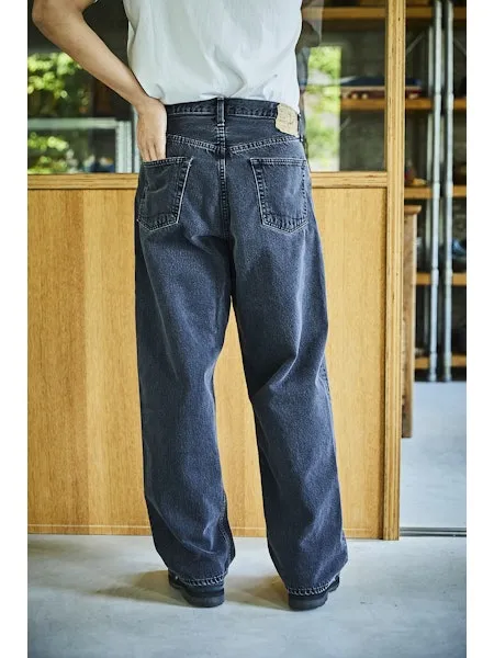orSlow 100 SUPER DAD'S FIT DENIM PANTS - Black Denim Stone