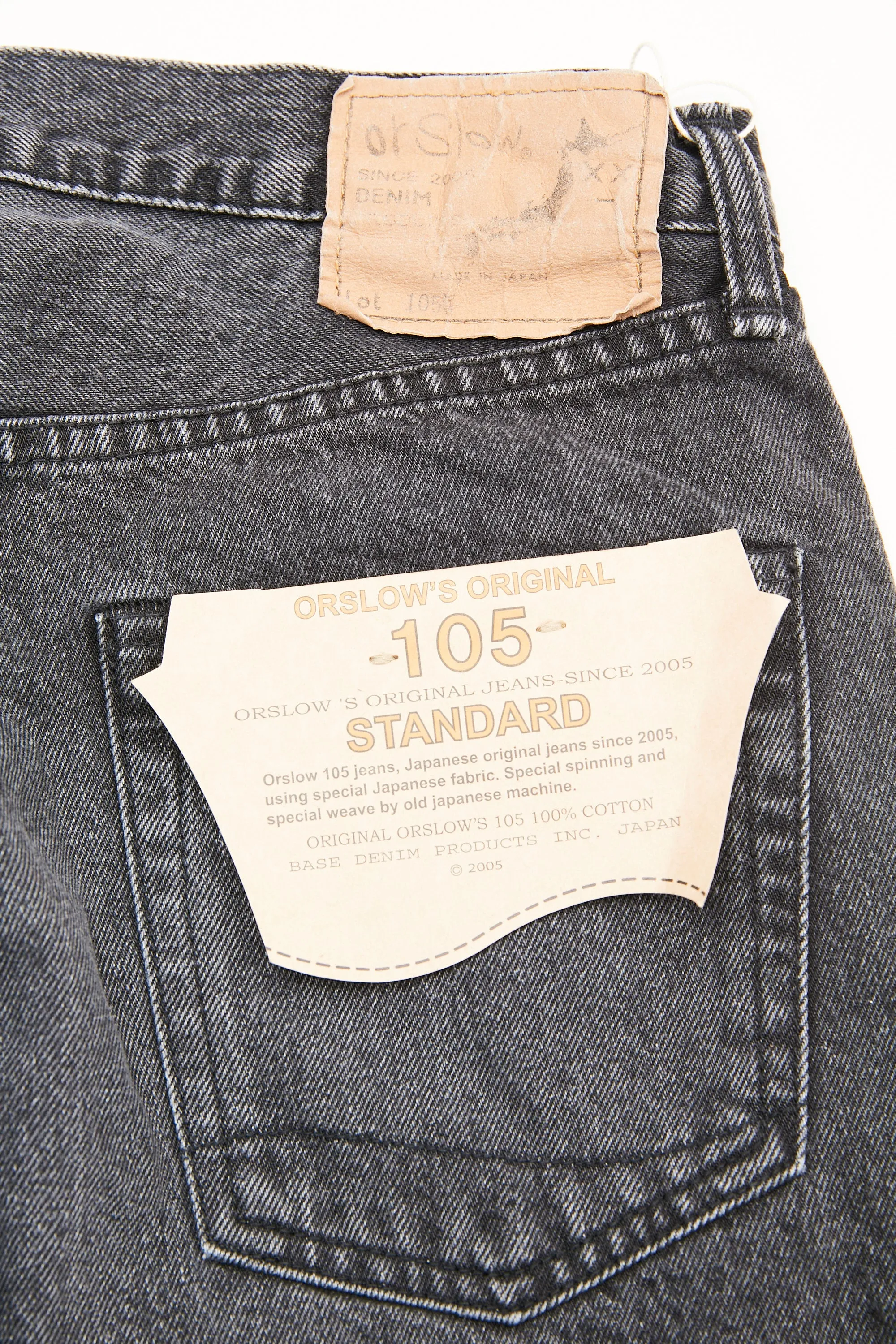orSlow 105 90'S BLACK DENIM - STONE WASH