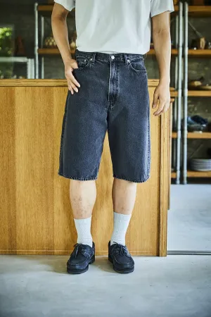 orSlow - Super Dad Fit Shorts - BLACK DENIM STONE D61S