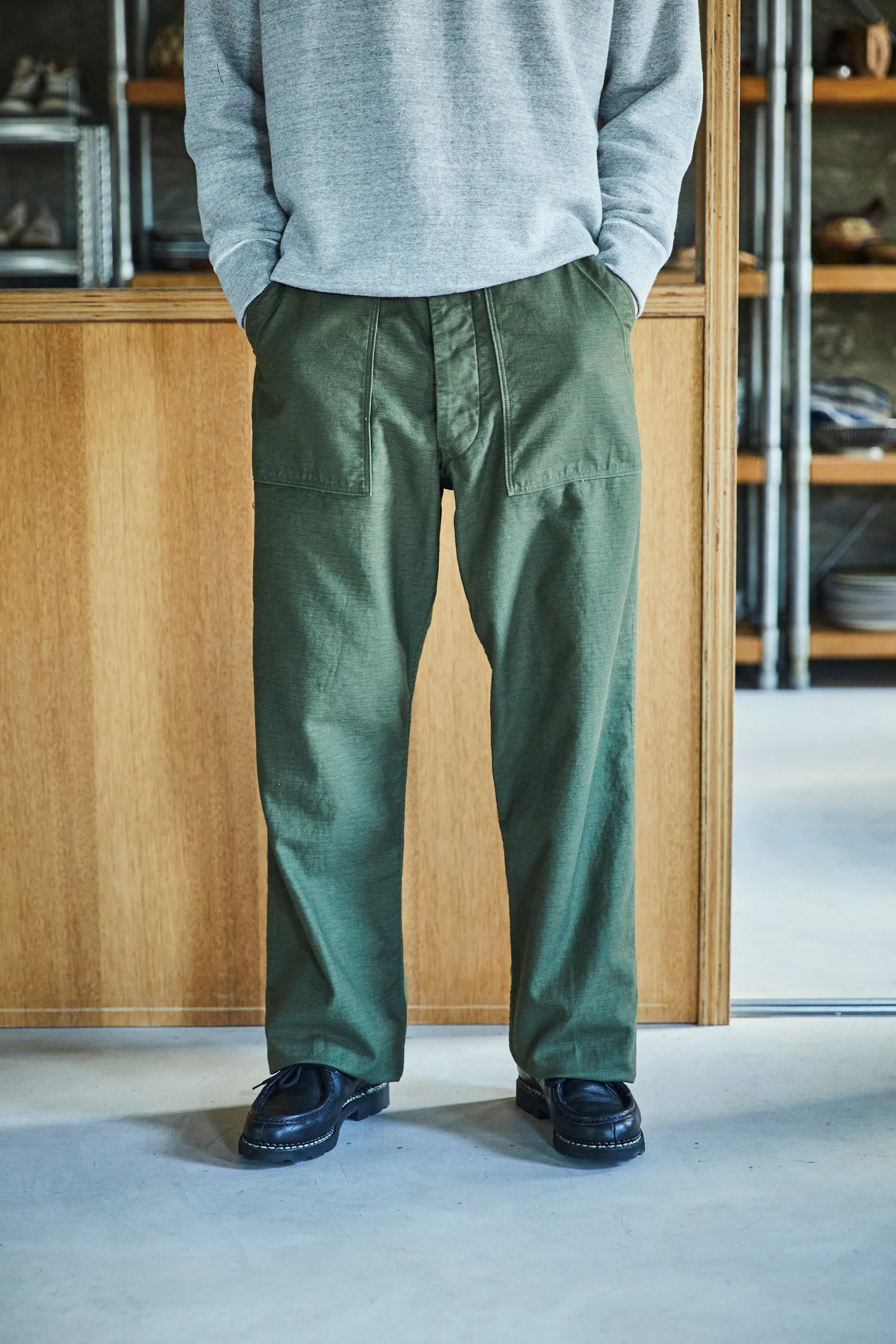 orSlow VINTAGE FIT FATIGUE PANTS (UNISEX) - Green