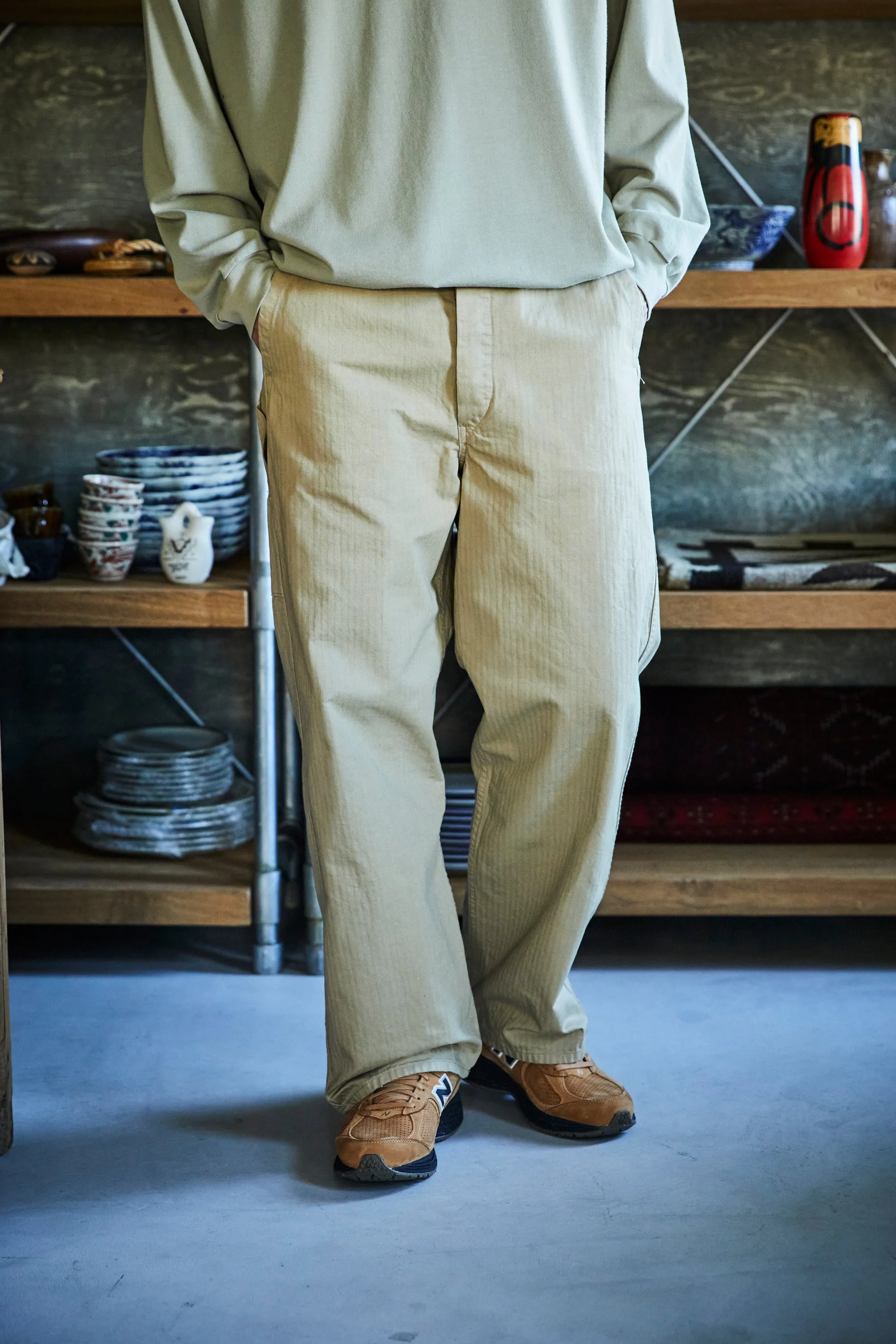 orSlow WIDE FIT FRENCH WORK PANTS (UNISEX) - Khaki