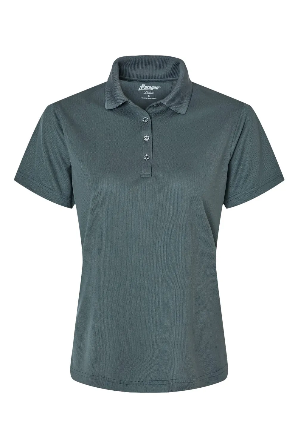 Paragon Womens Saratoga Performance Moisture Wicking Mini Mesh Short Sleeve Polo Shirt - Carbon Grey