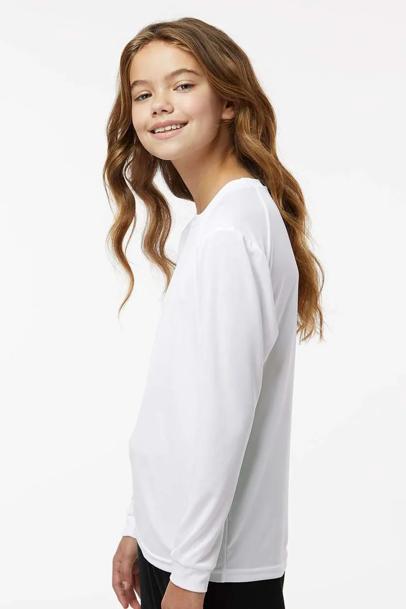 Paragon Youth Islander Performance Moisture Wicking Long Sleeve Crewneck T-Shirt - White