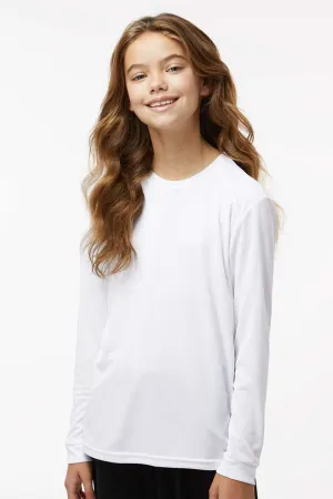 Paragon Youth Islander Performance Moisture Wicking Long Sleeve Crewneck T-Shirt - White