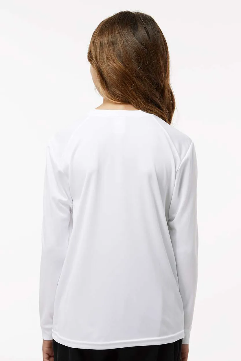 Paragon Youth Islander Performance Moisture Wicking Long Sleeve Crewneck T-Shirt - White