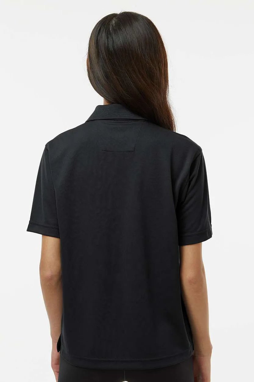 Paragon Youth Saratoga Performance Moisture Wicking Mini Mesh Short Sleeve Polo Shirt - Black