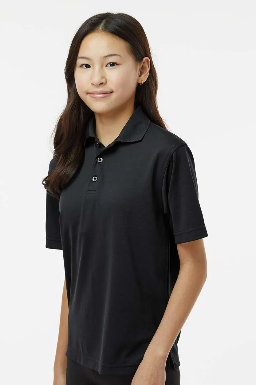 Paragon Youth Saratoga Performance Moisture Wicking Mini Mesh Short Sleeve Polo Shirt - Black