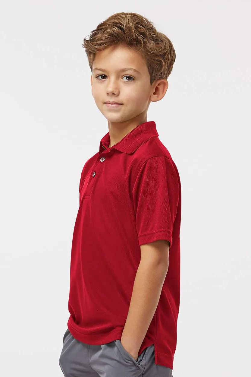 Paragon Youth Saratoga Performance Moisture Wicking Mini Mesh Short Sleeve Polo Shirt - Red
