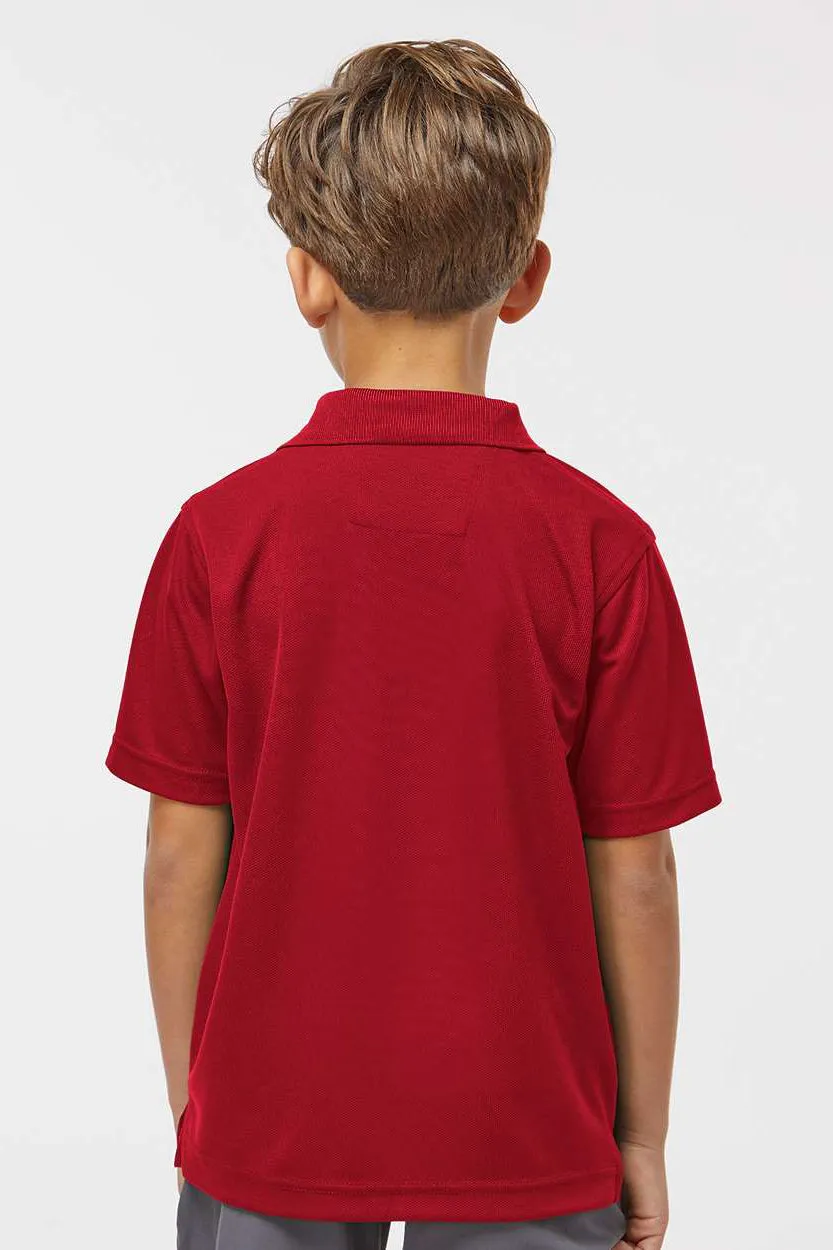 Paragon Youth Saratoga Performance Moisture Wicking Mini Mesh Short Sleeve Polo Shirt - Red