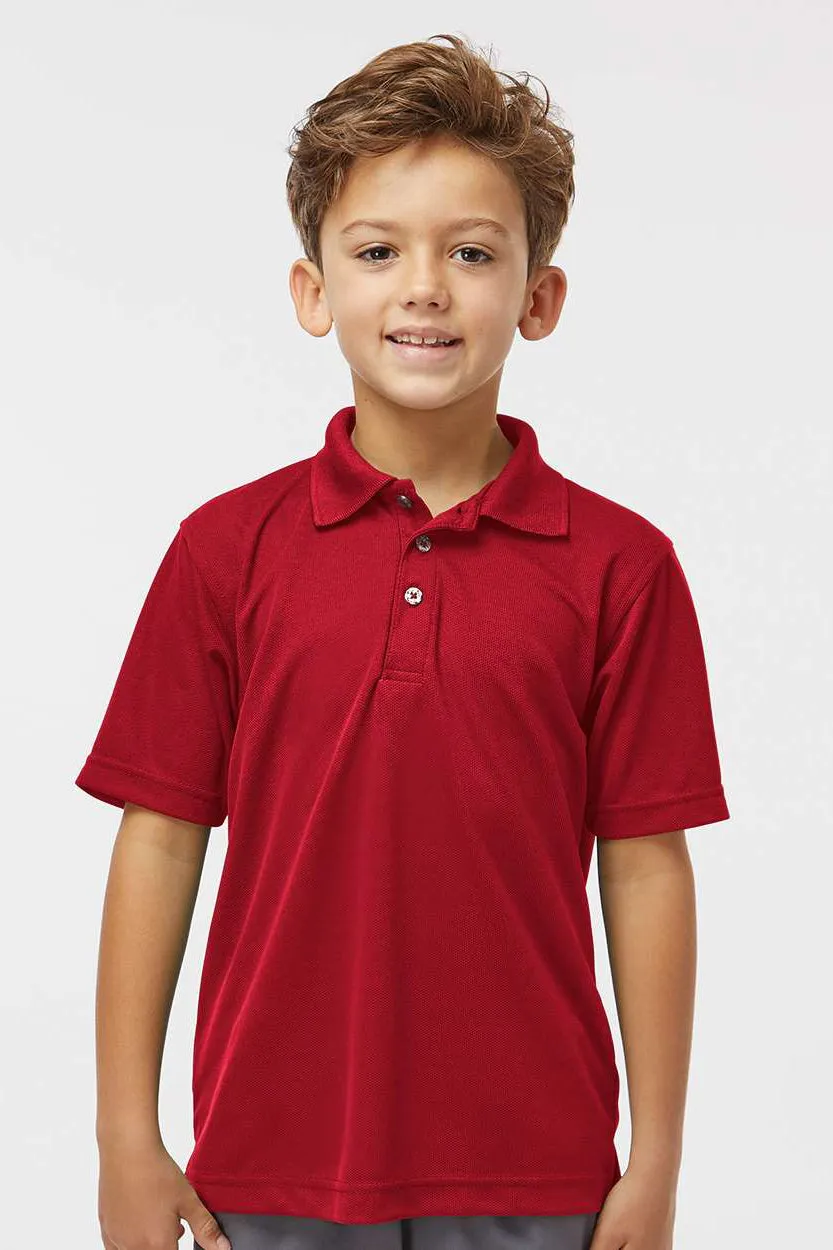 Paragon Youth Saratoga Performance Moisture Wicking Mini Mesh Short Sleeve Polo Shirt - Red