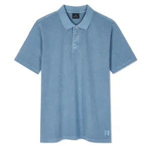 Paul Smith Acid Wash Cotton Polo Shirt Blue