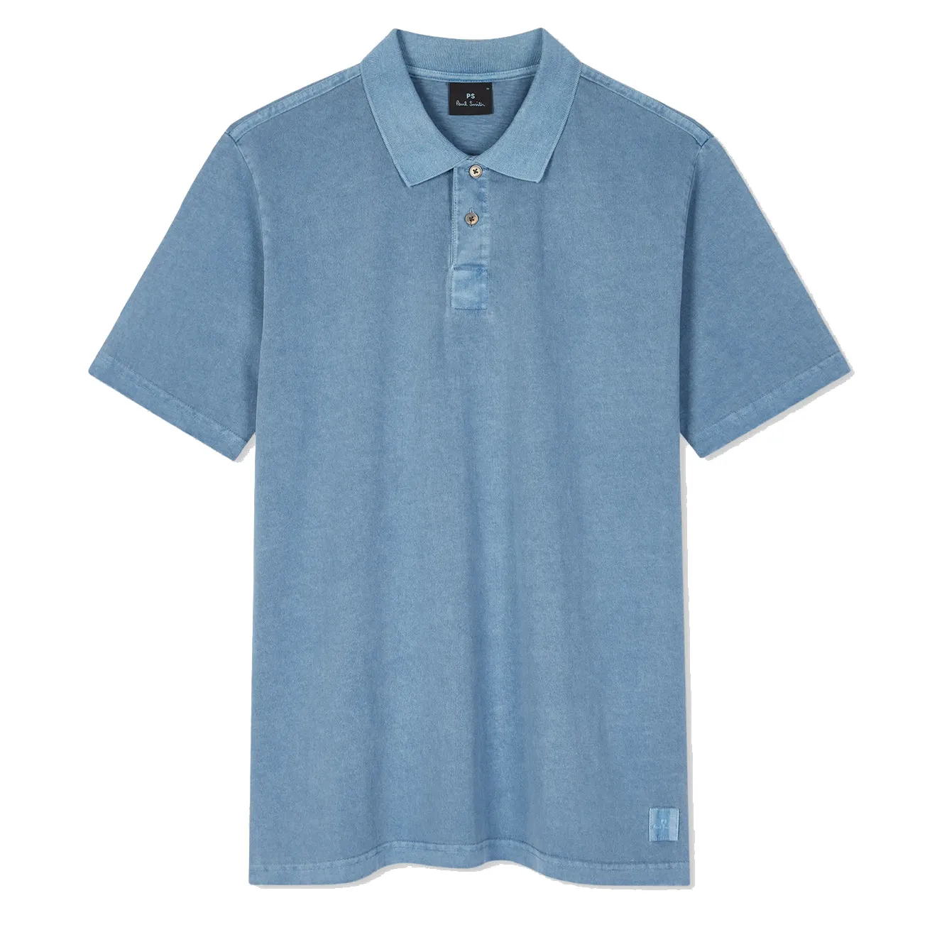Paul Smith Acid Wash Cotton Polo Shirt Blue