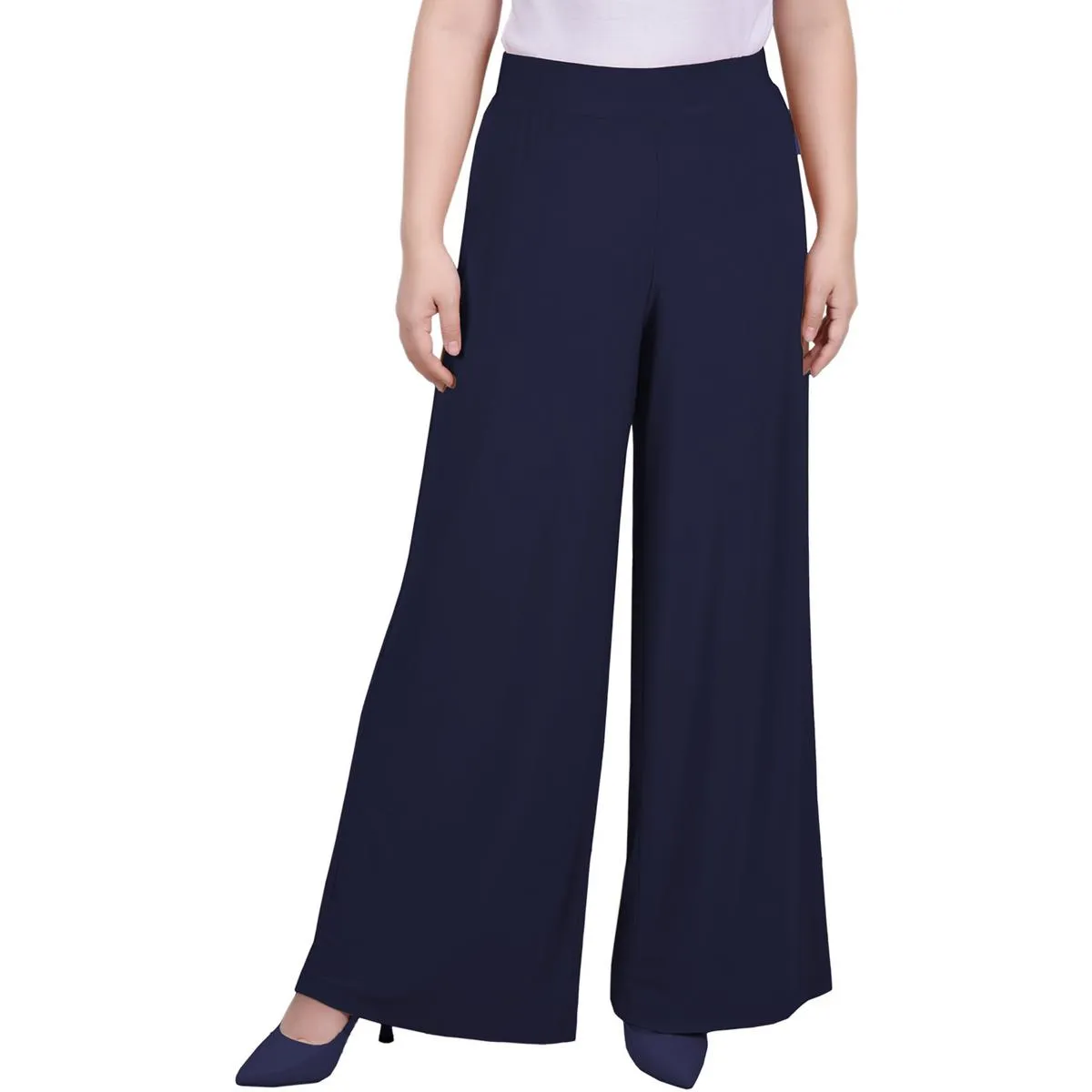 Petites Womens High Rise Wide Leg Palazzo Pants