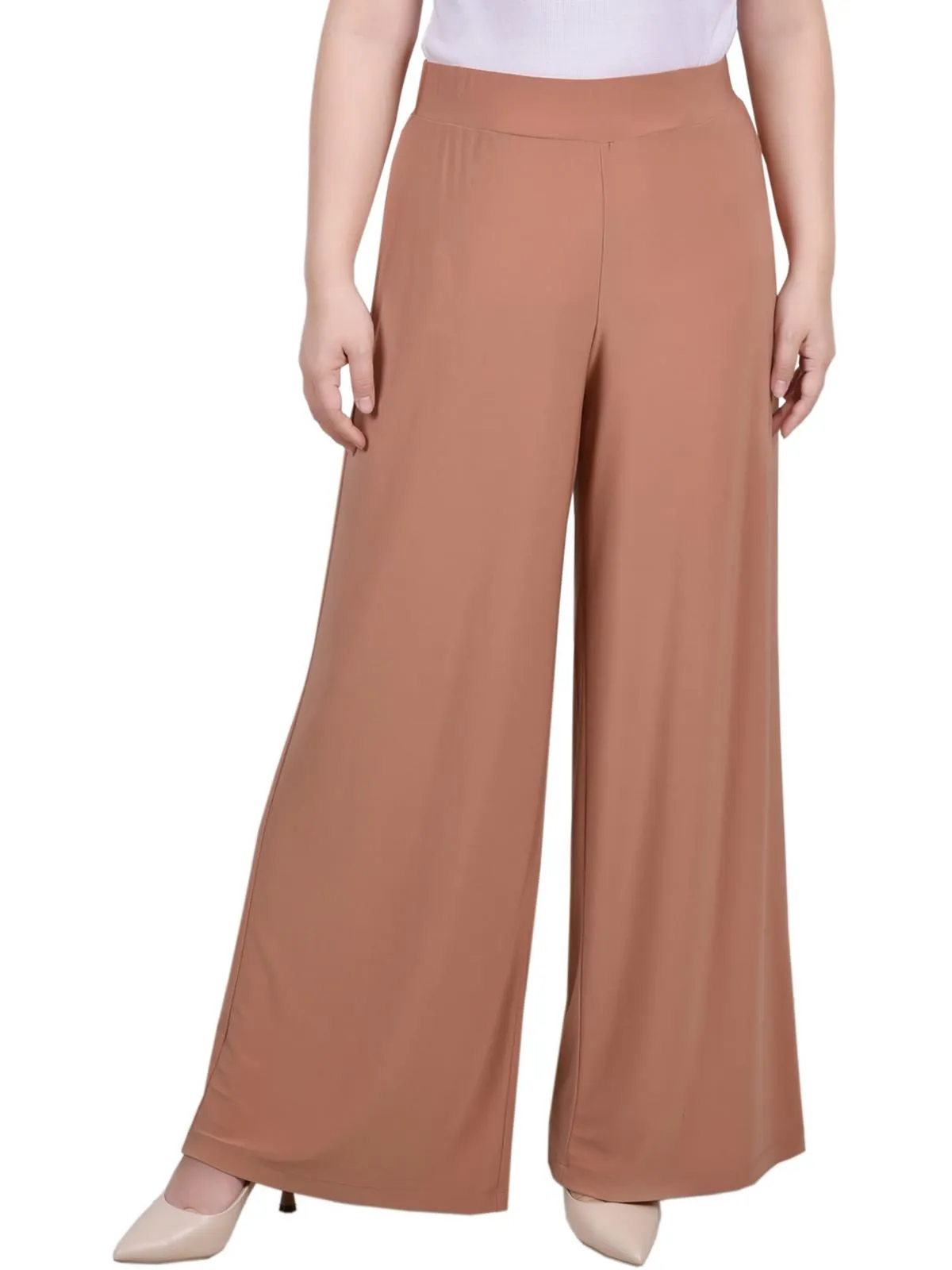 Petites Womens High Rise Wide Leg Palazzo Pants