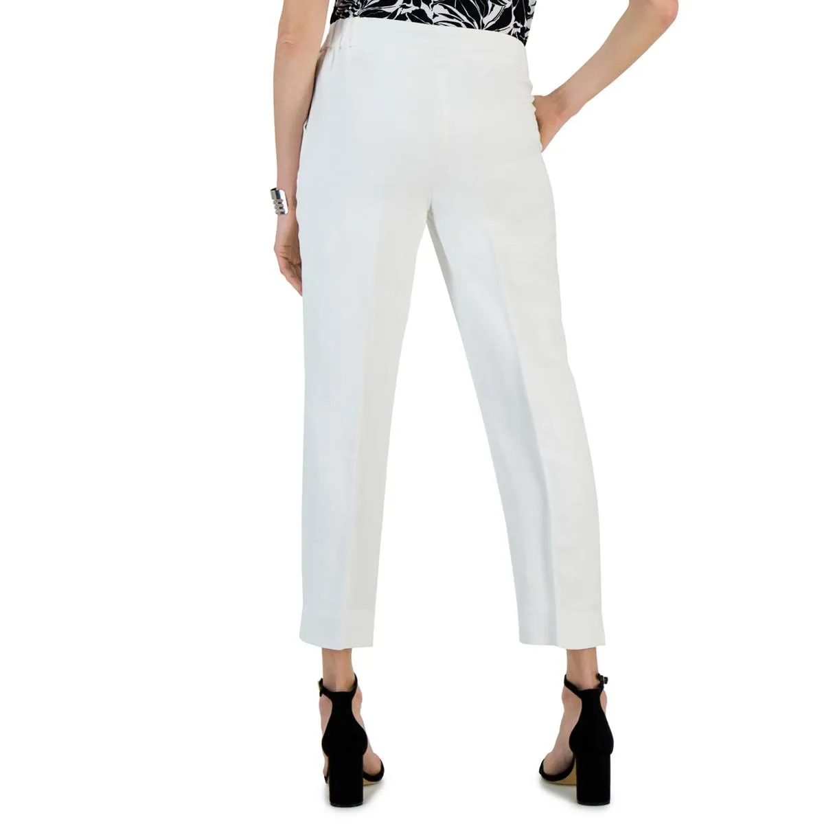 Petites Womens Linen Side Slit Cropped Pants