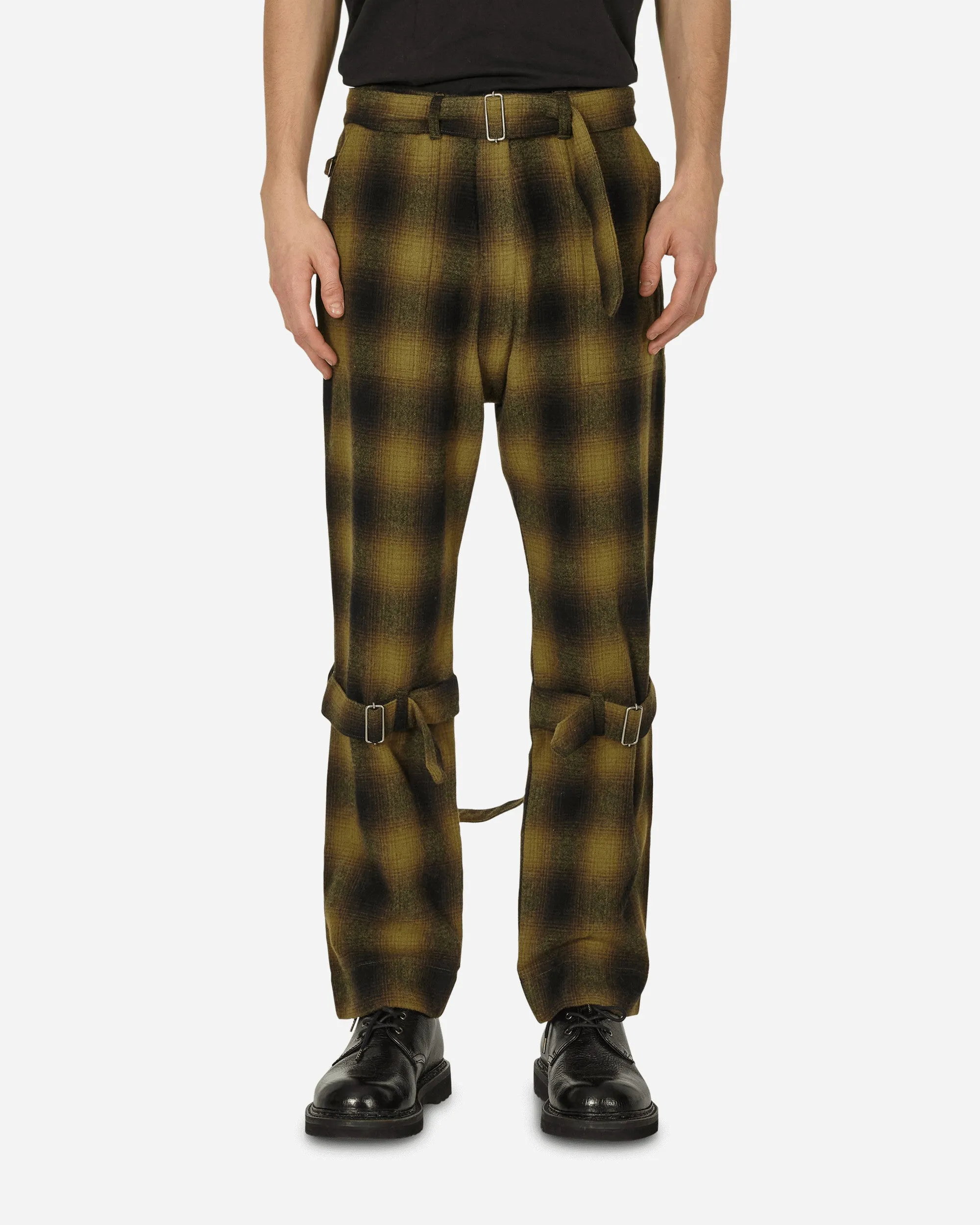 Plaid Wool Ombre Bontage Pants Yellow