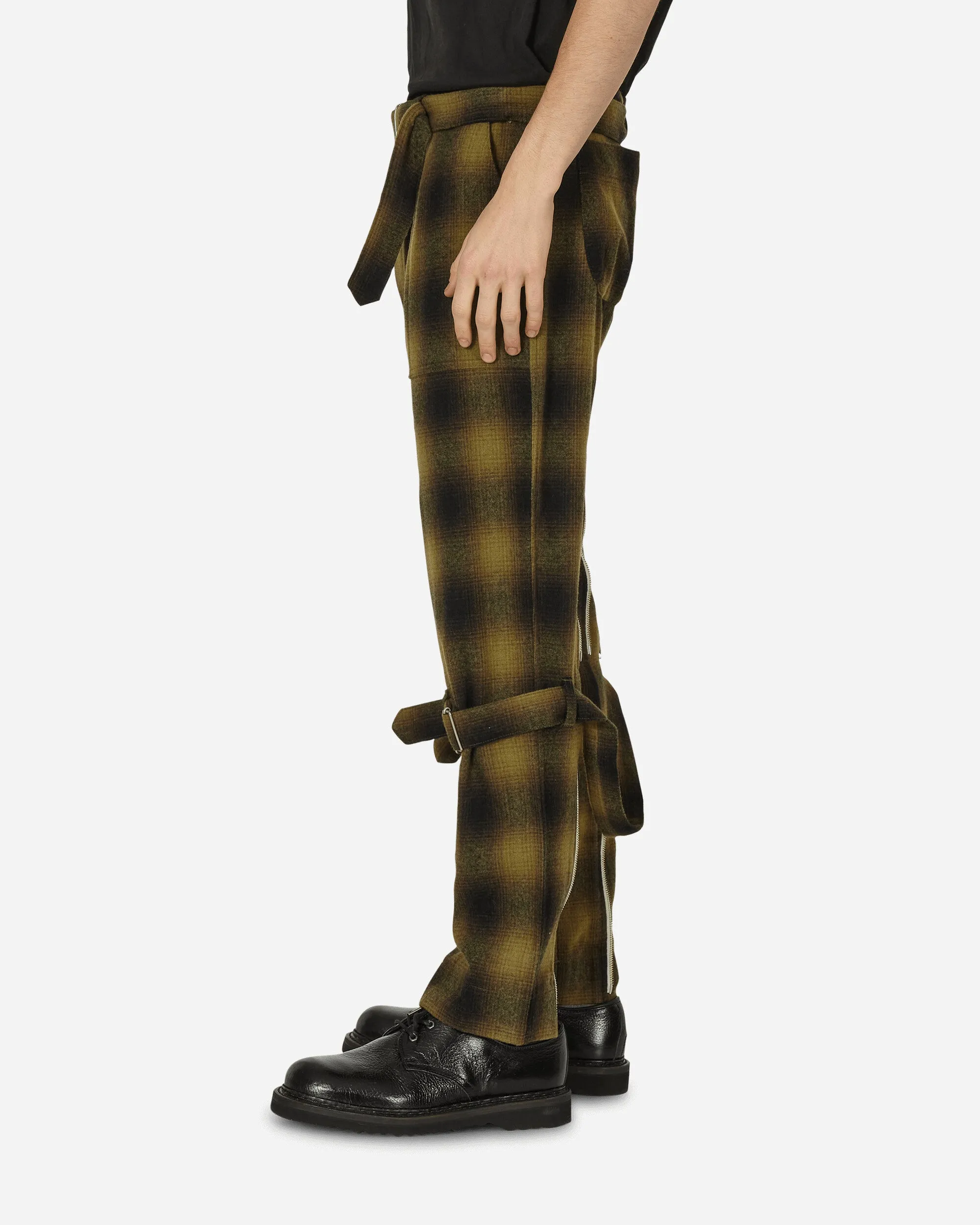 Plaid Wool Ombre Bontage Pants Yellow