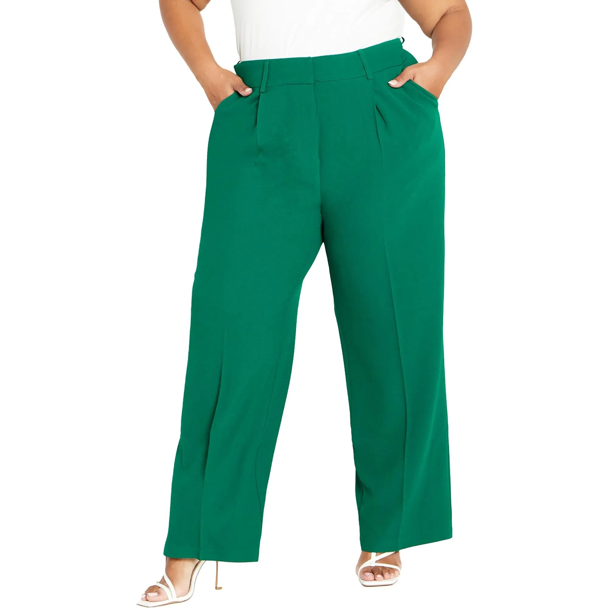 Plus Audrie Womens Textured High Rise Dress Pants