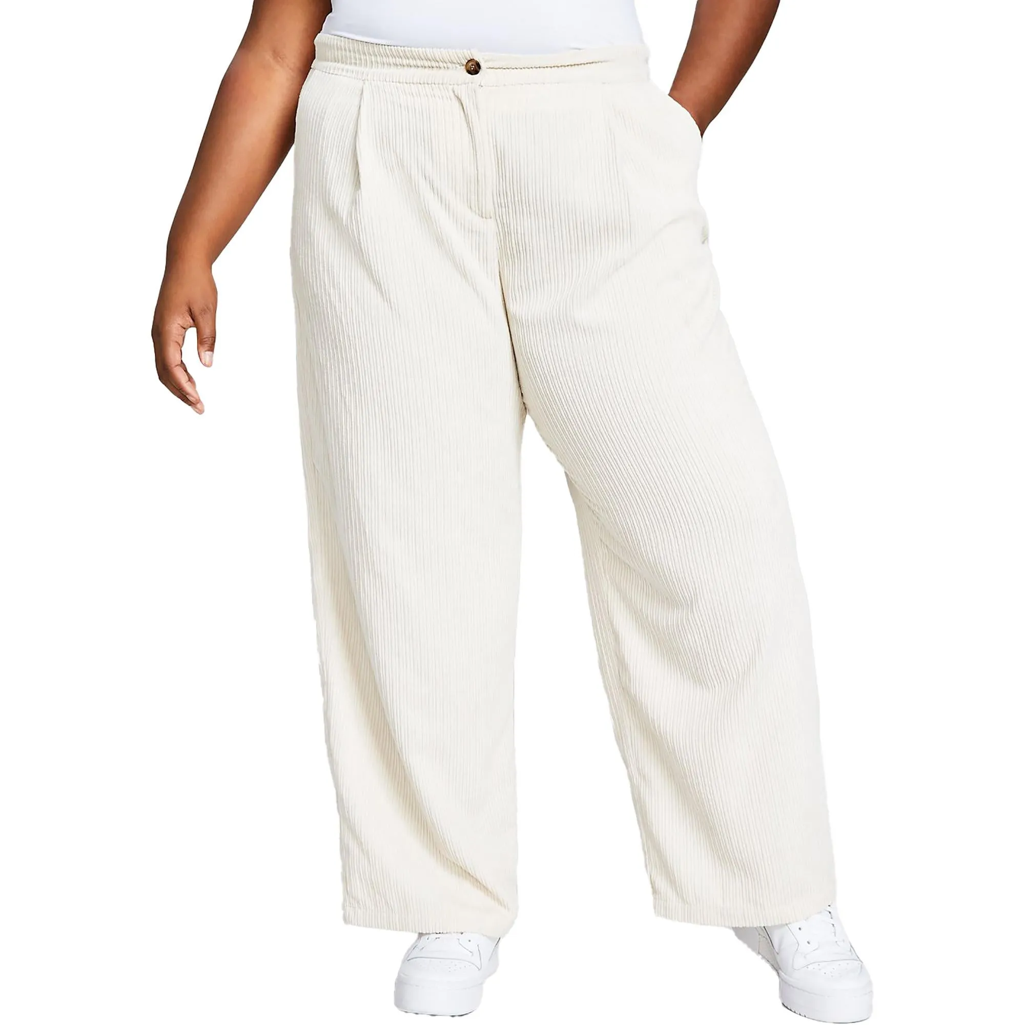 Plus Womens Corduroy Pleated Trouser Pants