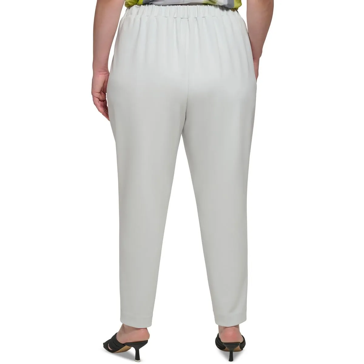Plus Womens High Rise Stretch Straight Leg Pants