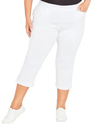 Plus Womens High Rise Studded Capri Pants