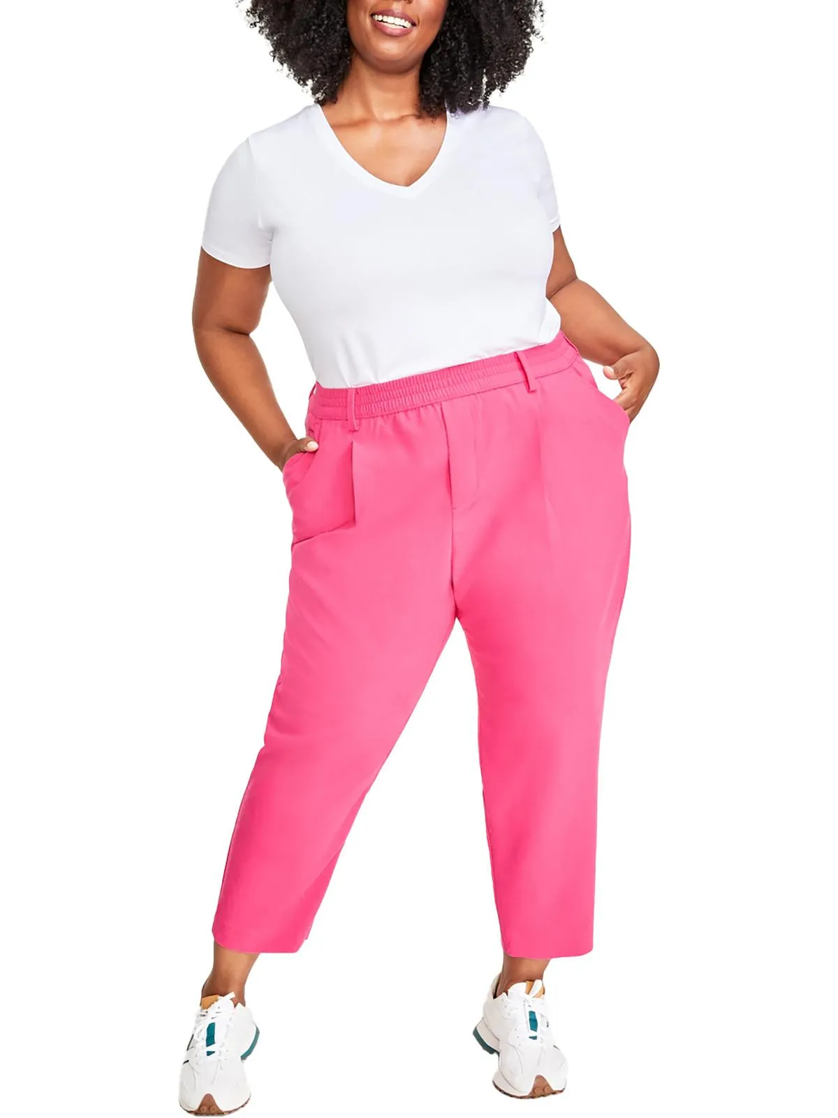 Plus Womens High Rise Work Wear Straight Leg Pants