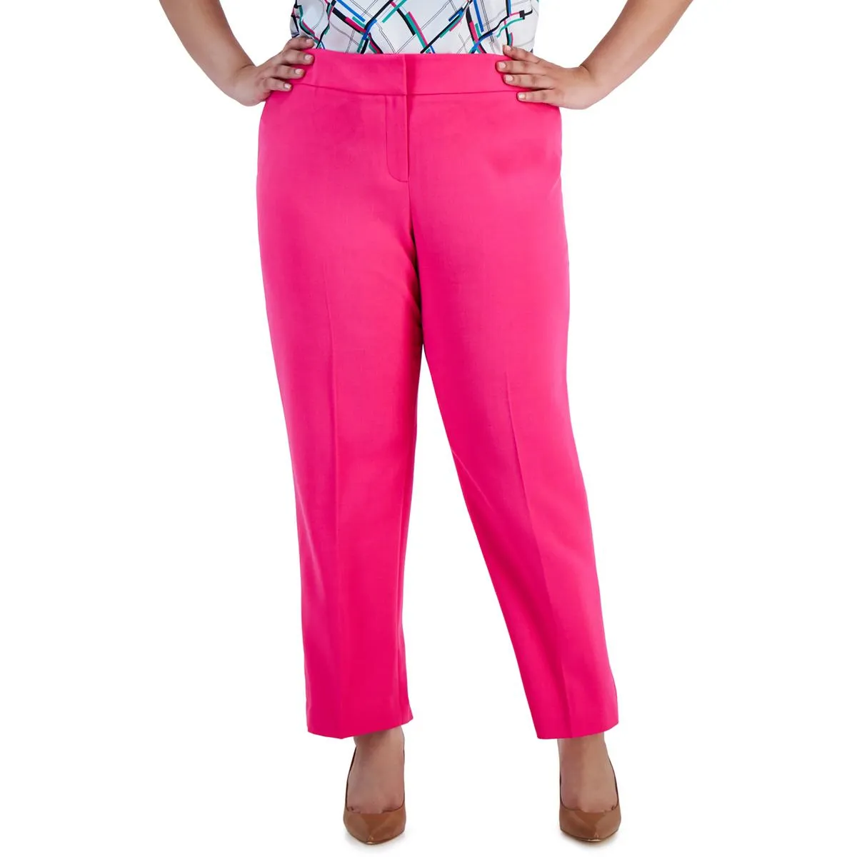 Plus Womens HighRise Stretch Ankle Pants