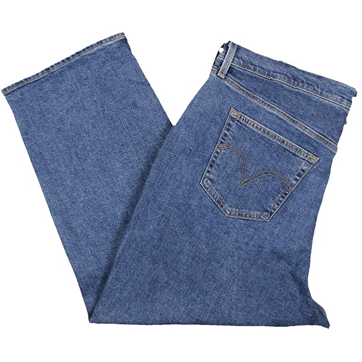 Plus Womens Knit Denim Straight Leg Jeans