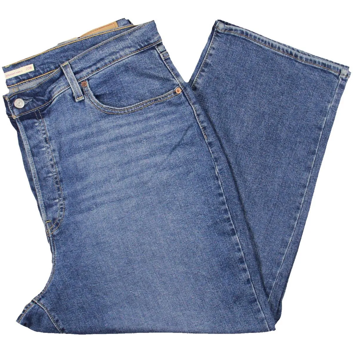 Plus Womens Knit Denim Straight Leg Jeans