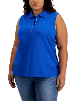Plus Womens Logo Sleeveless Polo Top