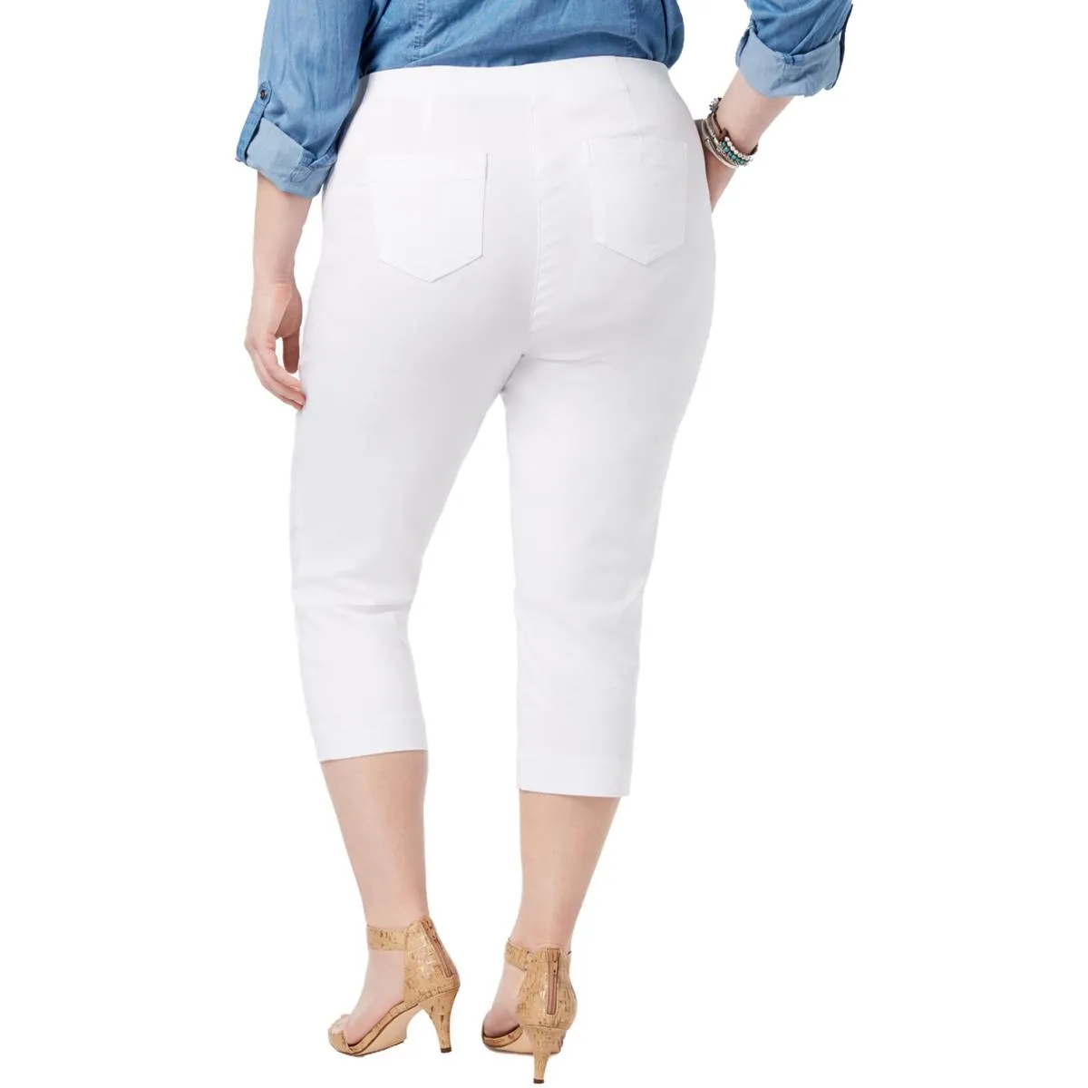 Plus Womens Mid-Rise Pull On Capri Pants