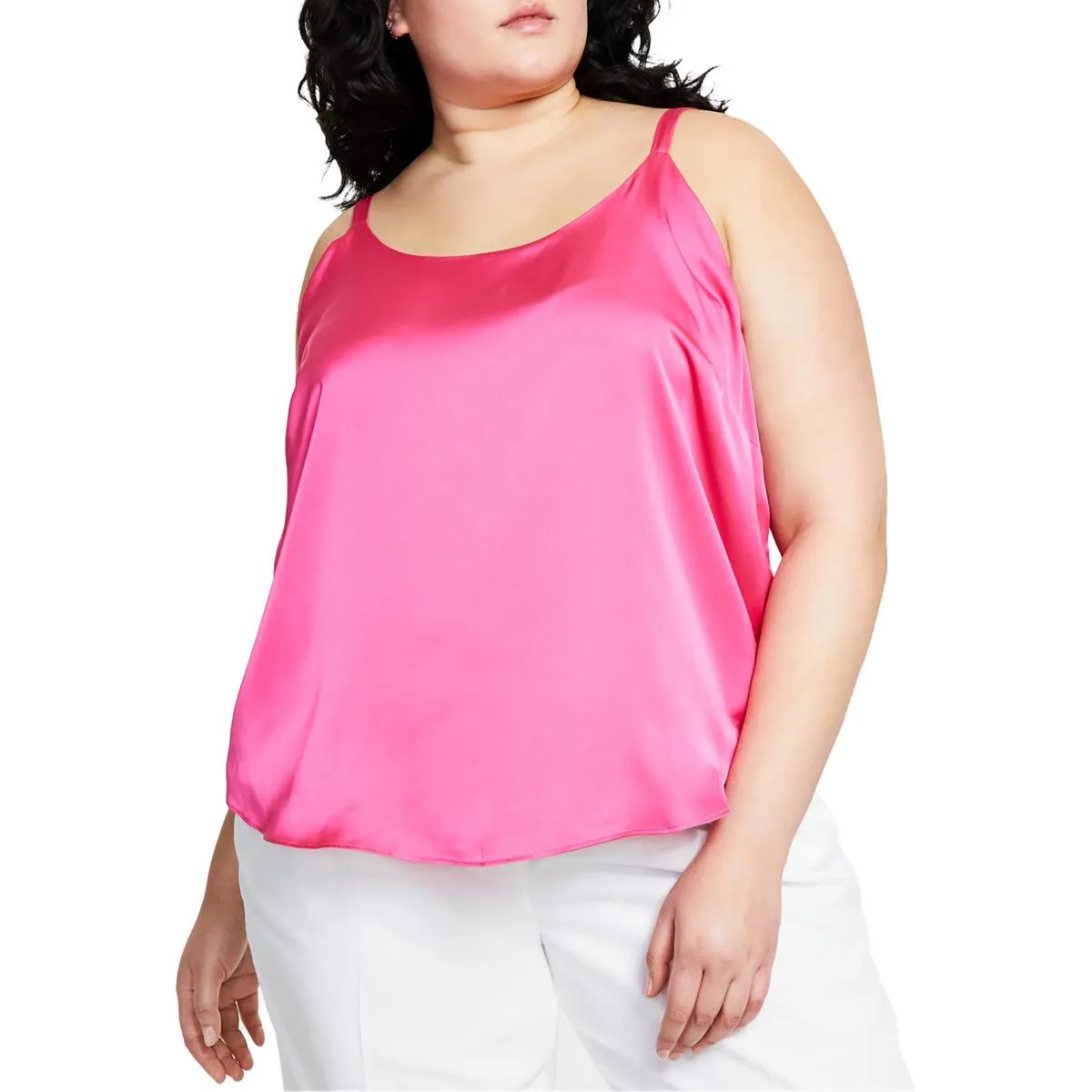 Plus Womens Scoop Neck Sleeveless Tank Top