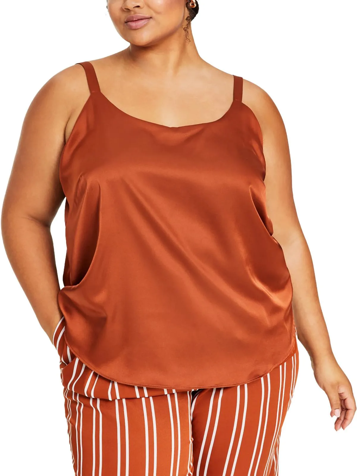 Plus Womens Scoop Neck Sleeveless Tank Top